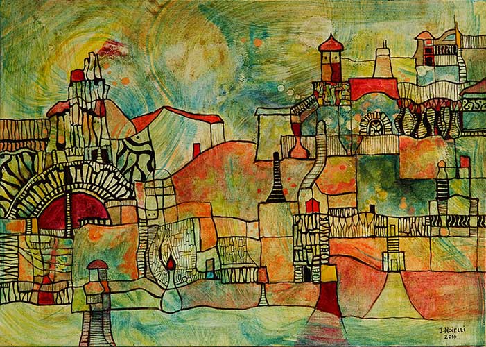 Villa V. Técnica mixta sobre lienzo. 35 x 50cm