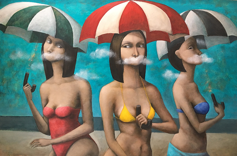 Un día de verano. Oleo sobre tela de 80 x 20 cm