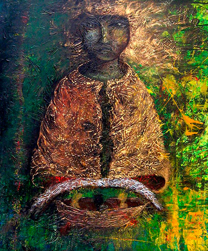 Todas fuimos vírgenes. 100x80cm. Mixta/lienzo. 1er premio Salón de arte religioso.