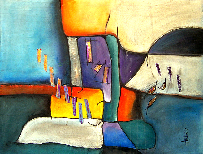 El Beso #1. Técnica mixta sobre lienzo 70 cm x 91 cm.  	