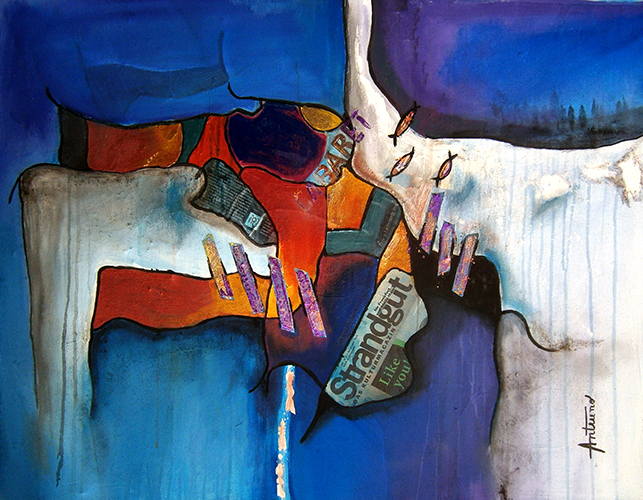 El Beso #2. Técnica mixta sobre lienzo 70 cm x 91 cm. 	