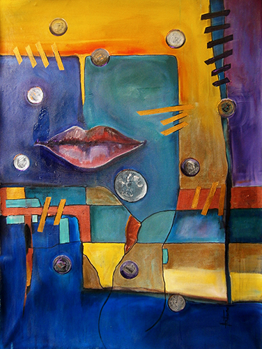 El Beso #3. Técnica mixta sobre lienzo 88x69. Abril 2022	