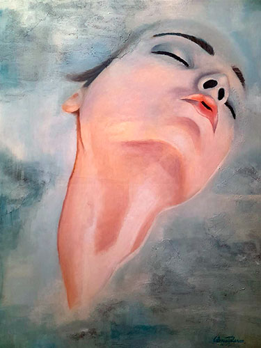 Emergiendo, 70 x 90 cm técnica mixta base texturada con gesso y arenisca y óleo.	